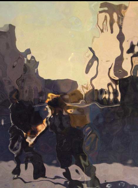 Distorted image of a photograph from Pink Floyd's Wish You Were Here album photoshot